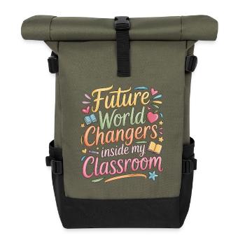 Elementary Teacher Future World Changers Educator - Roll Top Backpack - olive/black - Front