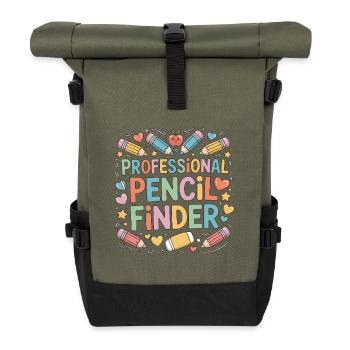 Elementary Teacher Professional Pencil Educator - Roll Top Backpack - olive/black - Front