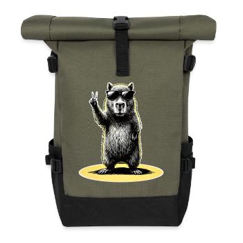 Capybara Peace - Roll Top Backpack - olive/black - Front