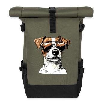 Sunglasses Dog Cartoon - Roll Top Backpack - olive/black - Front