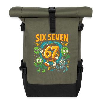 Six Seven 67 Italian Brainrot Nerd Humour Drôle - Sac à dos roll top - olive/noir - Devant