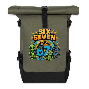Six Seven 67 Italian Brainrot Nerd Humour Drôle - Sac à dos roll top - olive/noir - Devant