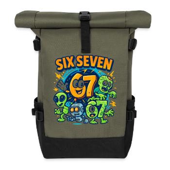 Six Seven 67 Italian Brainrot Nerd Humour Drôle - Sac à dos roll top - olive/noir - Devant