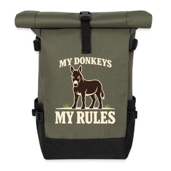Donkey Lover Donkey Funny Donkey Farm Animal - Roll Top Backpack - olive/black - Front