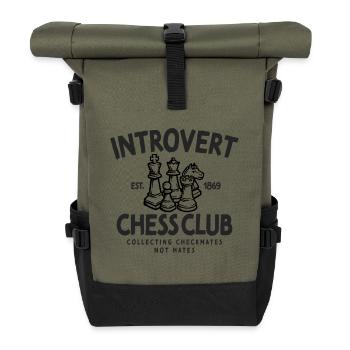 Introvert Chess Club Schach Matt Strategie - Rolltop Rucksack - Olive/Schwarz - Vorne