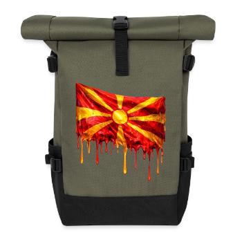 Chute du drapeau macédonien - Sac à dos roll top - olive/noir - Devant