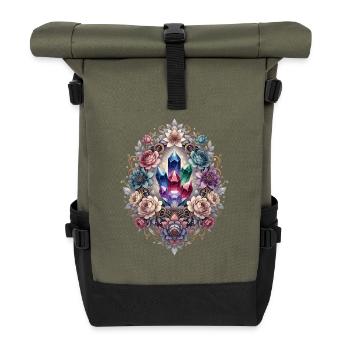 Crystal Flowers Prism Ring - Roll Top Backpack - olive/black - Front