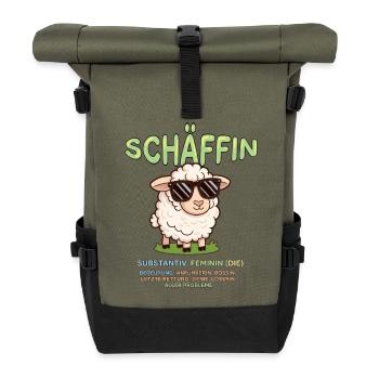 Schäffin Substantiv, feminin, die - Rolltop Rucksack - Olive/Schwarz - Vorne