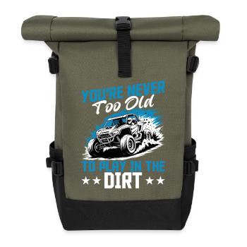 UTV Off Road Boy Men 4 Wheeler Side by side - Rolltop Rucksack - Olive/Schwarz - Vorne