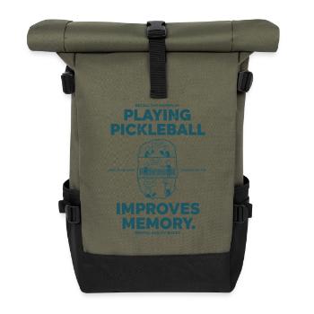 Pickleball, der lustige Spieler spielt, verbessert das Gedächtnis - Rolltop Rucksack - Olive/Schwarz - Vorne