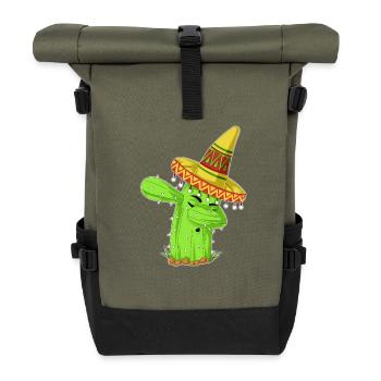 Dabbing Cactus Mexikanisches Hemd - Rolltop Rucksack - Olive/Schwarz - Vorne