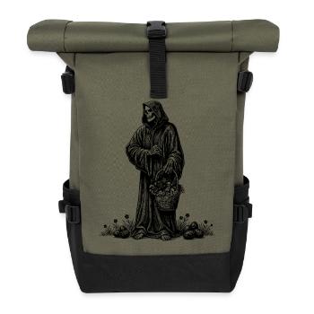 Todesfigur Osterkorb Versteckte Eier Gras - Rolltop Rucksack - Olive/Schwarz - Vorne