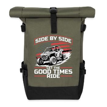 UTV Off Road Boy Men 4 Wheeler Side by side - Rolltop Rucksack - Olive/Schwarz - Vorne
