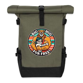 Eine dicke Umarmung gratis – Bärenumarmung - Rolltop Rucksack - Olive/Schwarz - Vorne