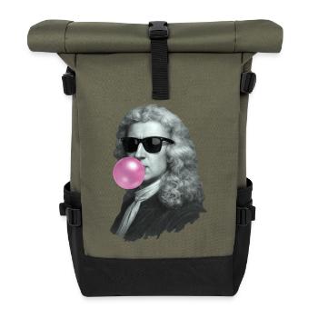 Isaac Newton mit Kaugummi und Sonnenbrille - Rolltop Rucksack - Olive/Schwarz - Vorne