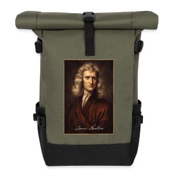 Isaac-Newton Porträt - Rolltop Rucksack - Olive/Schwarz - Vorne
