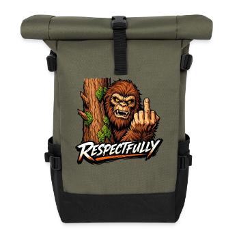 Bigfoot Sasquatch Yeti Cryptid Creatures Big Foot - Rolltop Rucksack - Olive/Schwarz - Vorne