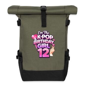 I'm The K Pop Birthday Girl 12 - Rolltop Rucksack - Olive/Schwarz - Vorne