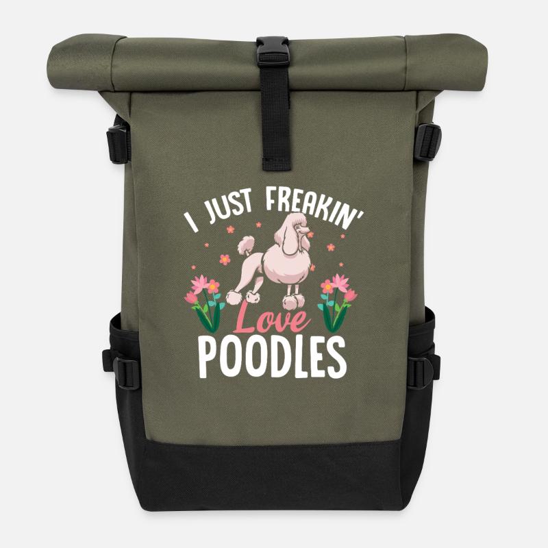 Ich liebe Pudel einfach verdammt nochmal - Rolltop Rucksack - Olive/Schwarz