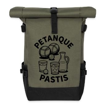 Petanque Pastis Boule Kugel Sport - Rolltop Rucksack - Olive/Schwarz - Vorne