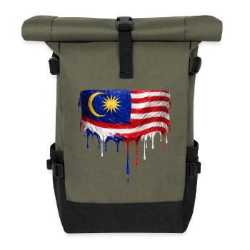 Malaysia Flag Drop Art - Roll Top Backpack - olive/black - Front