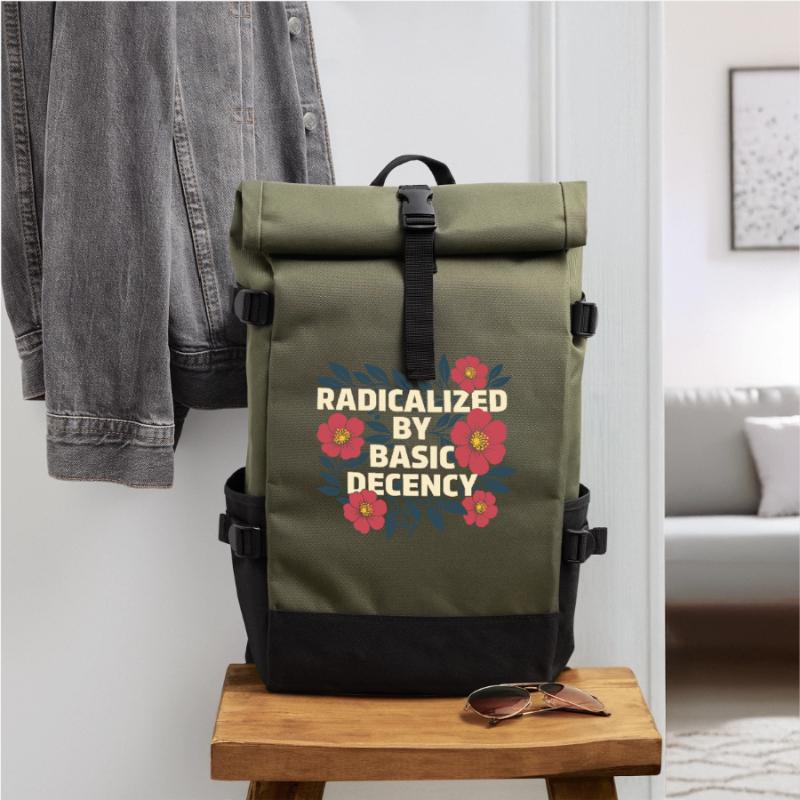 Radicalized Basic Decency Kindness Human Rights Roll Top Backpack