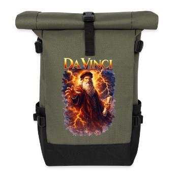 Portrait de Léonard de Vinci - Sac à dos roll top - olive/noir - Devant