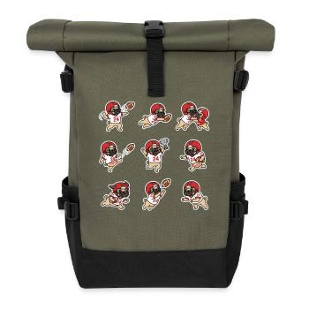 Suesser Mops Football Spieler Touchdown - Rolltop Rucksack - Olive/Schwarz - Vorne