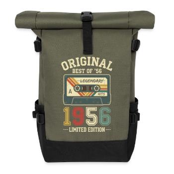 Original 1956 Retro Cassette Tape 70th Birthday - Roll Top Backpack - olive/black - Front