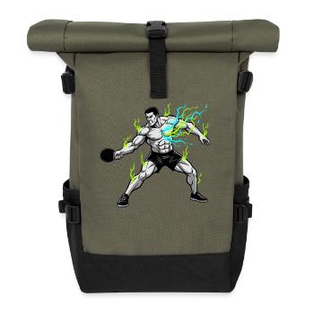 Table Tennis Table Ping Pong Ball Sports Smashing - Roll Top Backpack - olive/black - Front