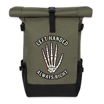 Left Handed Always Right Skelett Hand - Rolltop Rucksack - Olive/Schwarz - Vorne