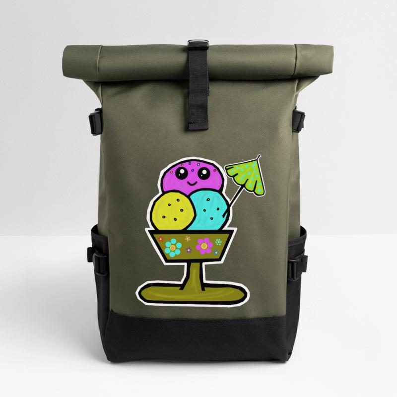 Bunter Eisbecher Eiscreme Eiskreme Eis Rolltop Rucksack