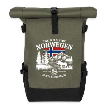 The Wild Side - Norway Vacation Nature Gift - Roll Top Backpack - olive/black - Front