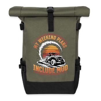 UTV Off Road 4 Wheeler Side by side - Rolltop Rucksack - Olive/Schwarz - Vorne