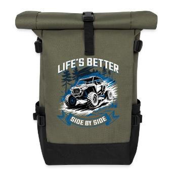 UTV Off Road 4 Wheeler Side by side - Rolltop Rucksack - Olive/Schwarz - Vorne