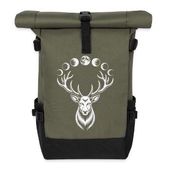 Chemise des phases de lune du cerf Mysticisme de la nature - Sac à dos roll top - olive/noir - Devant