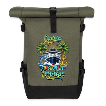 Familienurlaub: Gemeinsam durchs Leben cruisen - Rolltop Rucksack - Olive/Schwarz - Vorne