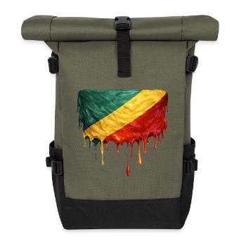 Republic of the Congo Flag Drop Art - Roll Top Backpack - olive/black - Front