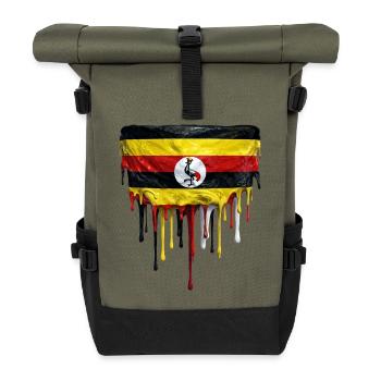 Uganda Flag Drop Art - Roll Top Backpack - olive/black - Front