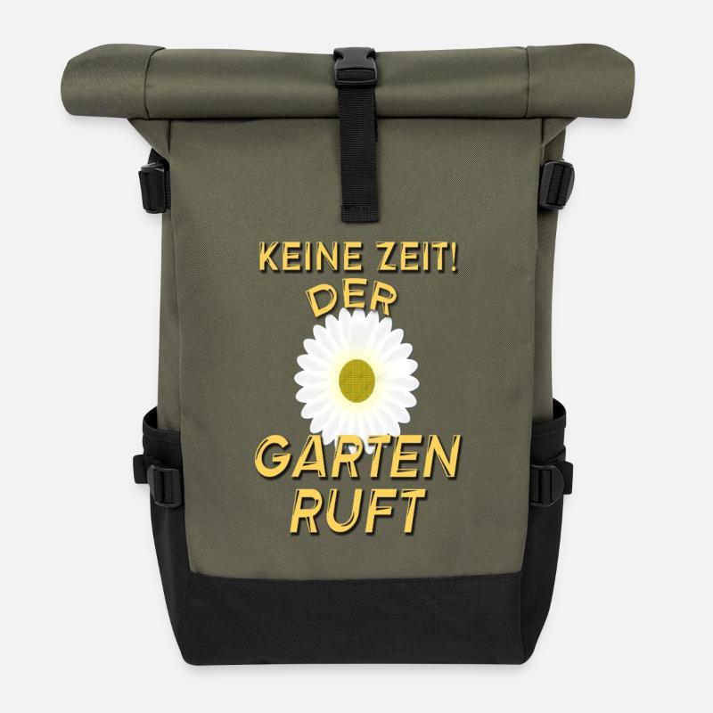 Keine Zeit Der Garten ruft / Gärtner Spruch - Rolltop Rucksack - Olive/Schwarz