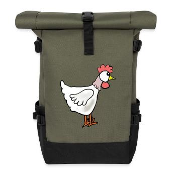 Poule dessinée Poules Dessinées Poules Félulettes Pâques - Sac à dos roll top - olive/noir - Devant