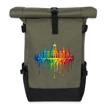 Hanover with colorful gradient color - Roll Top Backpack - olive/black - Front