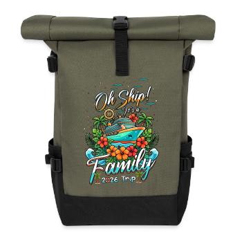 Family Vacation Trip Family Trip 2026 - Roll Top Backpack - olive/black - Front