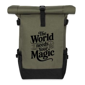 Le monde a besoin de ta magie - Sac à dos roll top - olive/noir - Devant
