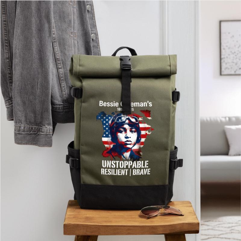 Bessie Coleman Mutig Luftfahrtpionierin Rolltop Rucksack