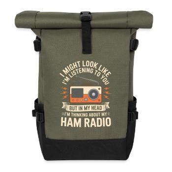Amateurfunk-Tagträume - Rolltop Rucksack - Olive/Schwarz - Vorne