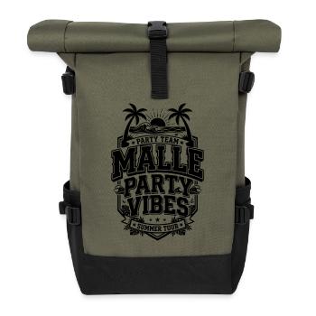 Malle Party Vibes Mallorca Saying - Roll Top Backpack - olive/black - Front