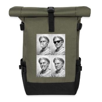 Caesar Collage - Roll Top Backpack - olive/black - Front