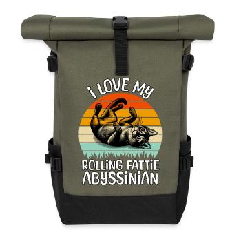 Lustige Abessinierkatze - Rolltop Rucksack - Olive/Schwarz - Vorne