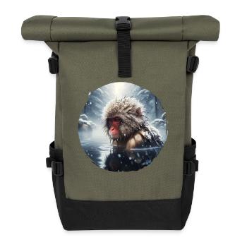 Japanmakak Japanese Macaque - Rolltop Rucksack - Olive/Schwarz - Vorne